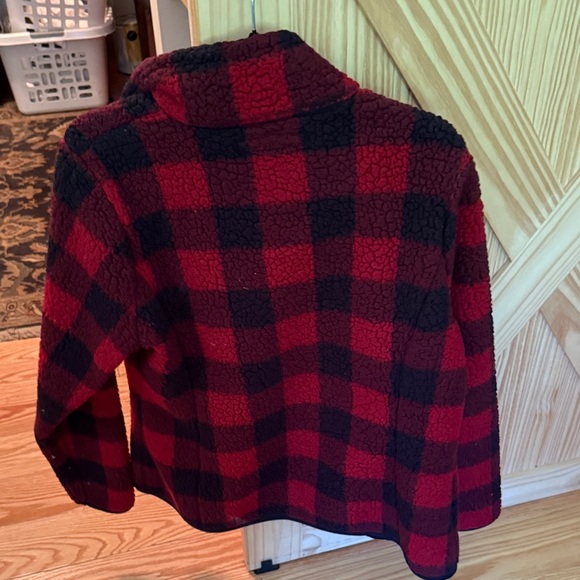 Amazon Essentials Red and Black Sherpa Jacket - Picture 3 of 3